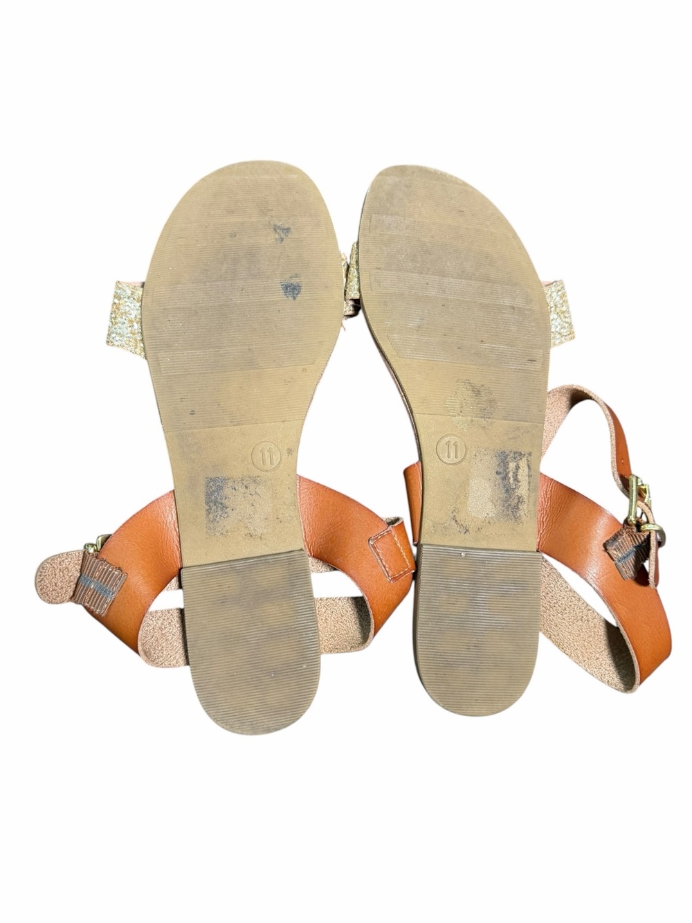 Mossimo Supply Co Gold Glitter Brown Ankle Strap Sandals Size 11 - Picture 8 of 8
